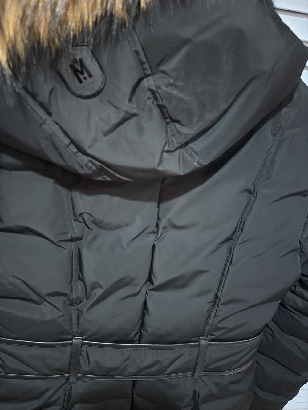 Mackage Black Puffer Coat with Golden Brown Faux Fur Trim - Picture 7 of 17